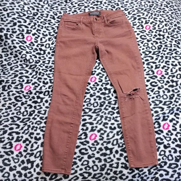 Bullhead Denim - Bullhead Burgundy Distressed Skinny Jeans